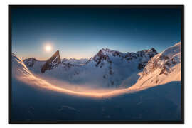 Gerahmter Kunstdruck Vollmondpanorama in den Alpen