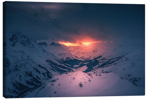 Lienzo Sunset in the Alps in winter