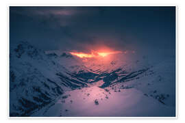 Wall print Sunset in the Alps in winter - Lucas Tiefenthaler
