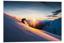 Bilde på skumplate Sunset skiing in the Alps