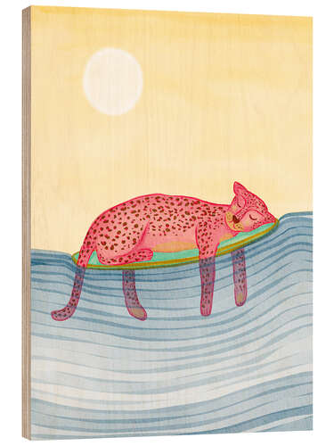 Quadro de madeira Leopard surfer