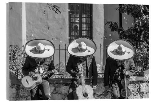 Cuadro de madera Three mexican mariachi, Mexico
