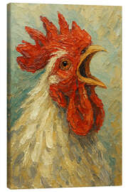 Canvas print The crowing white rooster