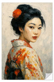 Wandsticker Die japanische Geisha blickt über ihre Schulter