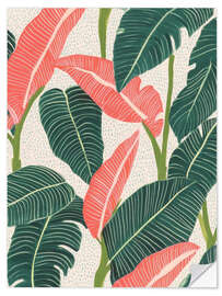 Selvklæbende plakat Тropical Leaves
