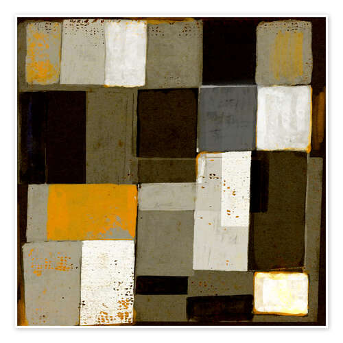 Poster Komposition aus Quadraten in neutralen Farben