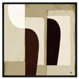 Gerahmter Kunstdruck Abstrakte Collage in neutralen Farben I - Marco Marella