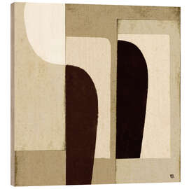 Holzbild Abstrakte Collage in neutralen Farben I - Marco Marella