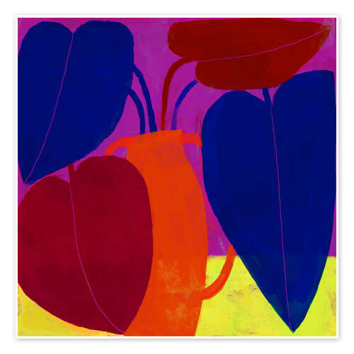 Poster Bunte Zimmerpflanze in pinkfarbenem Zimmer