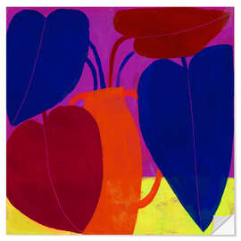 Wandsticker Bunte Zimmerpflanze in pinkfarbenem Zimmer