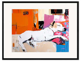 Gerahmter Kunstdruck Schlafender Hund bei der Siesta