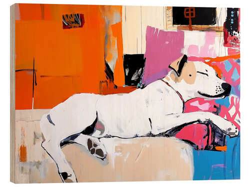 Wood print Siesta Sleeping Dog