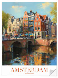 Självhäftande poster Amsterdam Travel Art