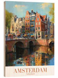 Trätavla Amsterdam Travel Art