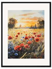 Gerahmter Kunstdruck Mohnfeld