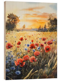 Stampa su legno Poppy Field