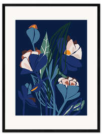 Gerahmter Kunstdruck Moderne Blumen in Papierschnitt