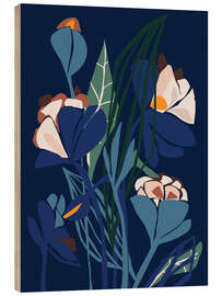 Wood print Modern Flowers paper cut still life - Annick