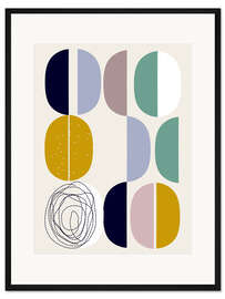 Gerahmter Kunstdruck Geometrischen Formen im Mid-Century-Stil