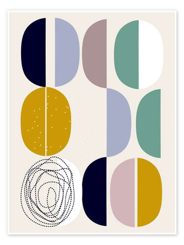 Poster Geometric shapes in mid-century style