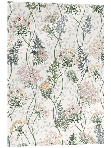 Tableau en verre acrylique Wildflower meadow Queen Anne's lace pattern