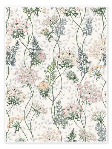 Poster Wildflower meadow Queen Anne's lace pattern