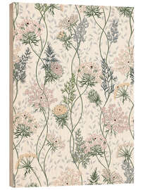 Print på træ Wildflower meadow Queen Anne's lace pattern - Annick