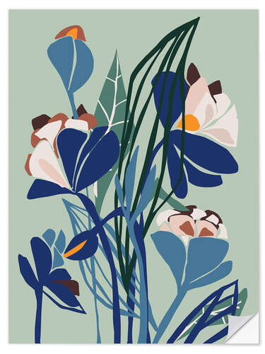 Wall sticker Flower still life in paper cut style