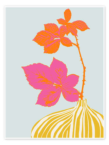 Poster Blackberry vine in a yellow vase