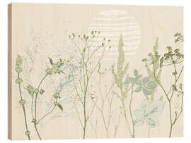 Holzbild Gräser und wilde Kräuter in sanften Grüntönen - Annick