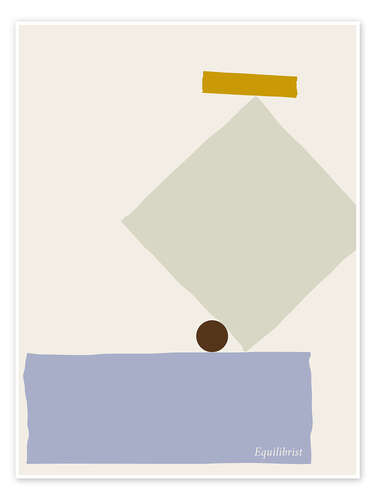 Poster Abstract equilibrist with geometric shapes