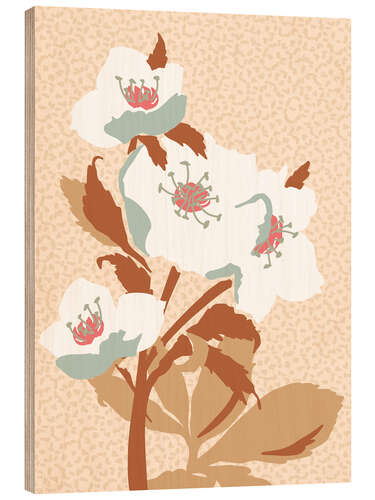Wood print Minimalist Hellebore
