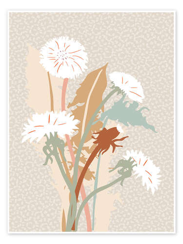 Poster Minimalistic Dandelion Wild garden Illustration