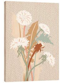 Holzbild Minimalistische Löwenzahn-Wildgarten-Illustration