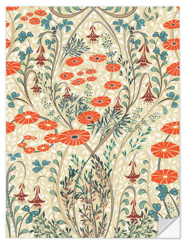 Selvklebende plakat Wild Meadow Flowers Vintage