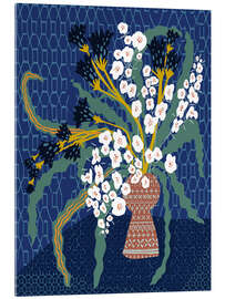 Tableau en verre acrylique Floral still life in dark blue - Annick