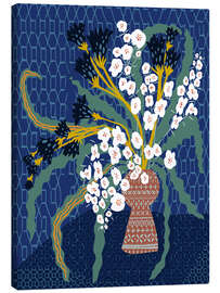 Quadro em tela Floral still life in dark blue - Annick