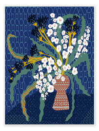 Stampa Floral still life in dark blue - Annick