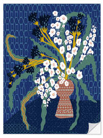 Wall sticker Floral still life in dark blue - Annick