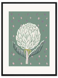 Gerahmter Kunstdruck Artischocke in Salbei-Grün