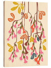 Wood print Hanging Fuchsia flowers - Annick
