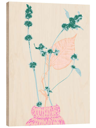 Holzbild Diestelzweig in einer modernen Vase