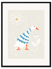 Gerahmter Kunstdruck Gänseküken im Sonnenschein