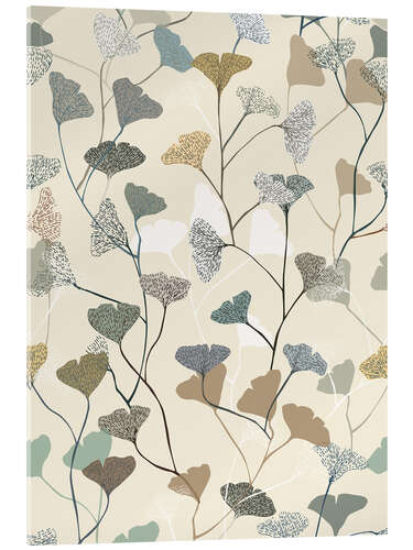 Acrylic print Botanical ginkgo leaf in soft earth tones
