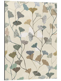 Quadro em alumínio Botanical ginkgo leaf in soft earth tones - Annick