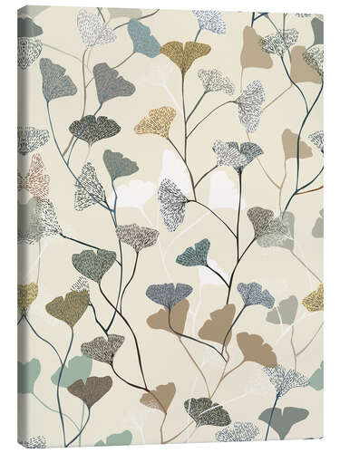 Canvas print Botanical ginkgo leaf in soft earth tones