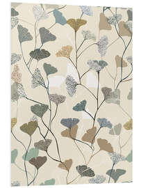 Hartschaumbild Botanisches Ginkgoblatt in sanften Erdtönen
