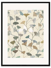 Framed art print Botanical ginkgo leaf in soft earth tones - Annick