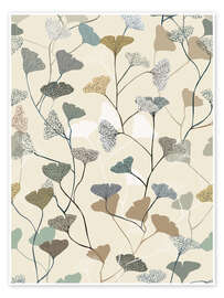 Stampa Botanical ginkgo leaf in soft earth tones - Annick