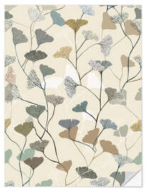 Wandsticker Botanisches Ginkgoblatt in sanften Erdtönen